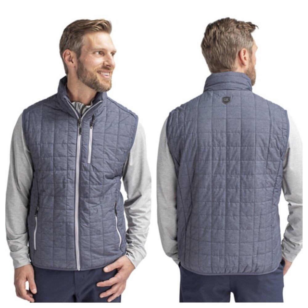 Seahawks Cutter & Buck Men's Rainier PrimaLoft Vest Logo Blue Gray Size 4XB